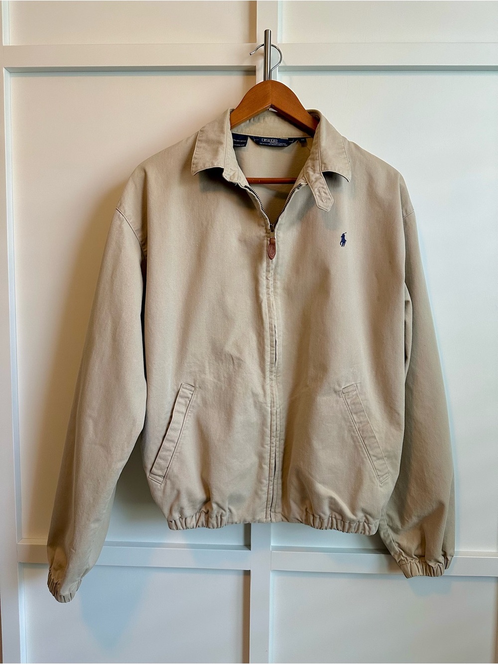 Ralph Lauren Beige Harrington Zip-Front Bomber Jacket